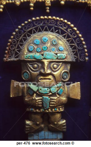 Stock Afbeeldingen   Goud Figuur Van Inca Strijder Goud Museum    