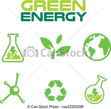 Vector   Think Green Safe The Earth Icon Set   Stock Illustration