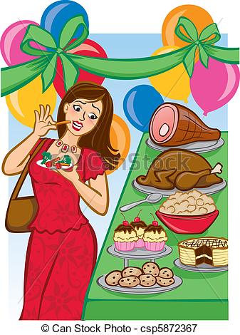 Vectors Illustration Of Tempting Holiday Buffet   Vector Illustration