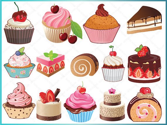 Bakery Sweets Clipart   Digital Cupcakes Clip Art   Cake Images For P