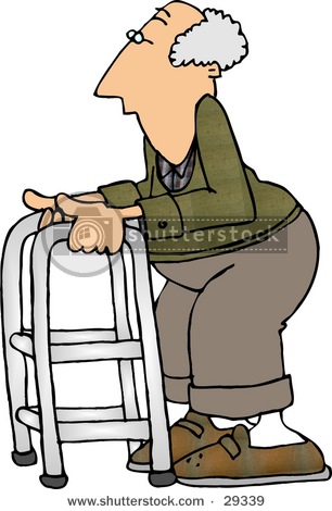 Clipart Illustration Of An Old Man Using A Walker    29339