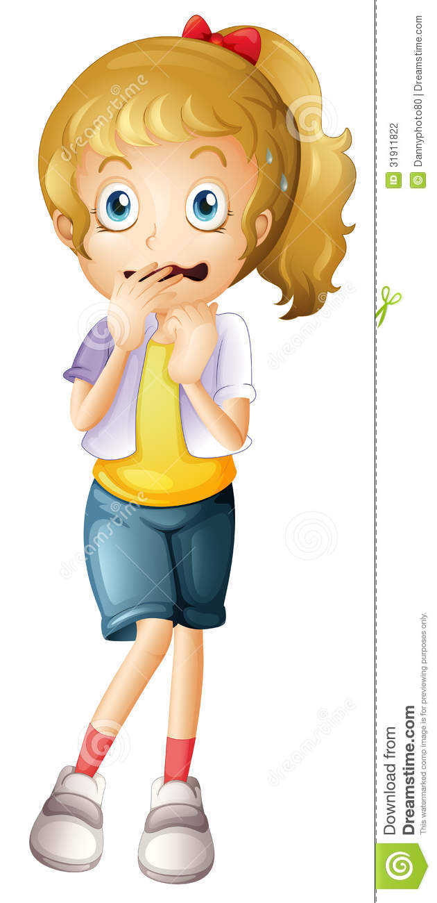 Illustration Of A Scared Young Girl On A White Background