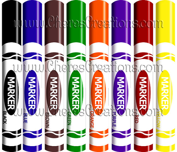 Markers Digital Clip Art By Cherescreations On Etsy