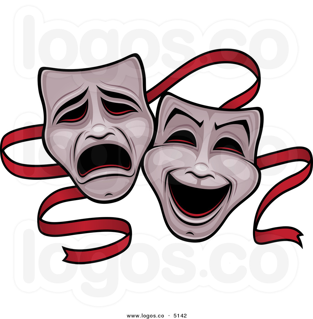 Royalty Free Vector Of A Comedy And Tragedy Theater Drama Mask Logo By