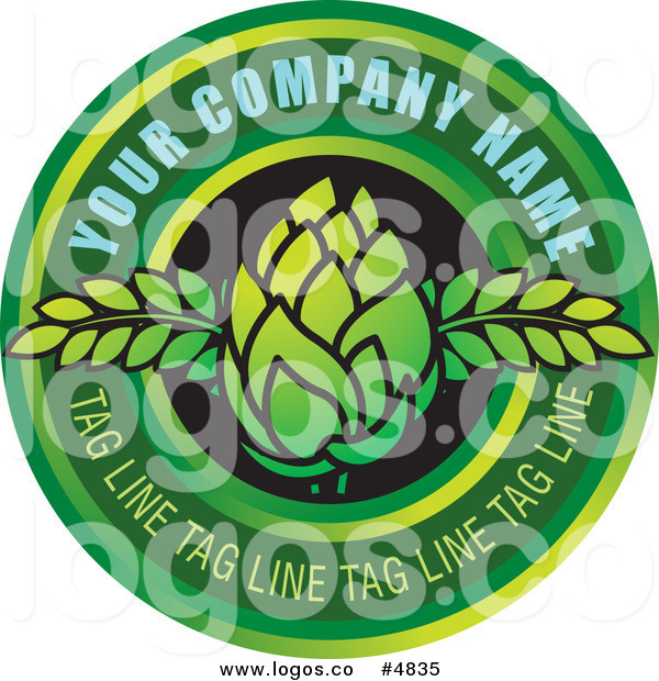 Royalty Free Vector Of A Green Beer Hop Bud And Circle Logo With