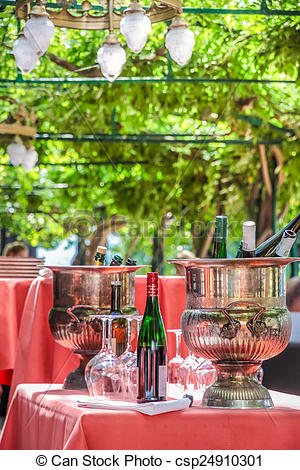 Stock Photo   Solemnly Laid Table With Wine Glasses   Stock Image