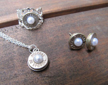 38 Special Bullet Jewelry Set With Earrings Necklace And Ring With    