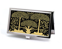 Art Nouveau Trees Business Card Case Black On Gold Credit Card Case    