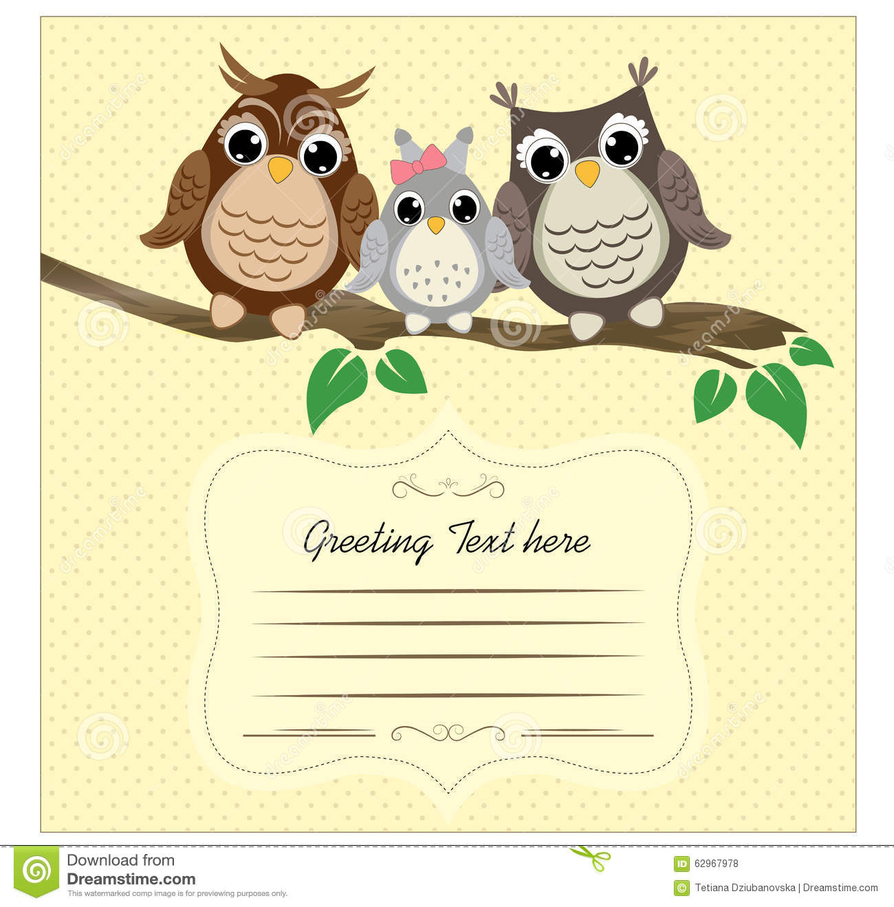 Book Cover Design  Vector Background With Family Of Owls On The Branch