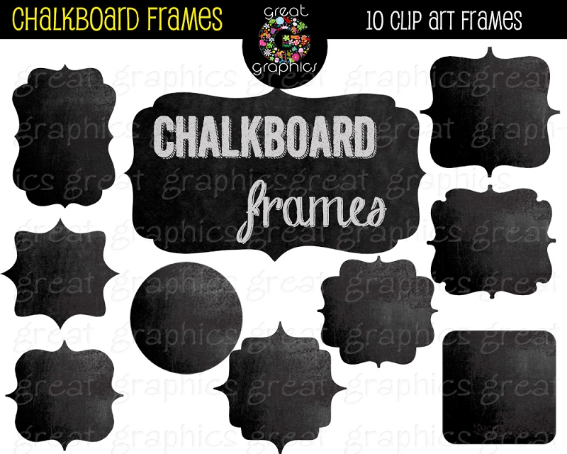 Chalkboard Clip Art Frame Printable Chalkboard Frame Digital Clip Art