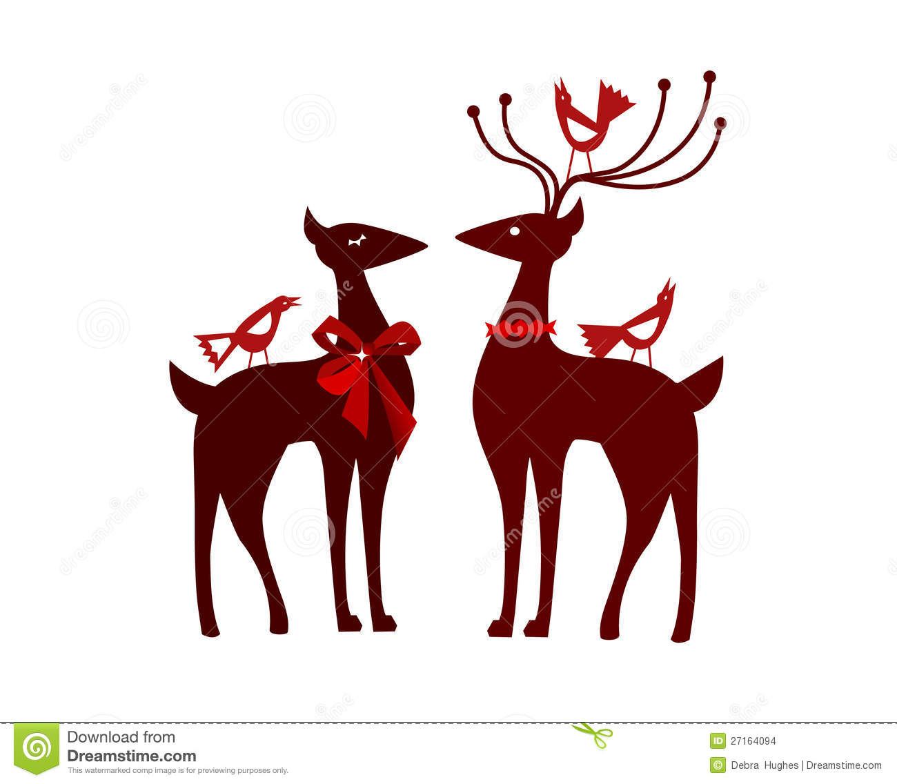 Christmas Reindeer With Nordic Birds Stock Images   Image  27164094