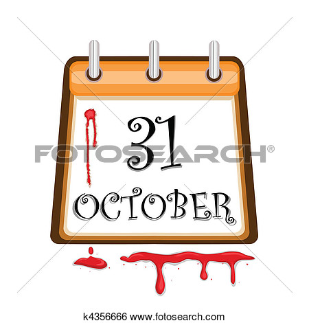 Clip Art   Halloween Bloody Calendar Date  Fotosearch   Search Clipart