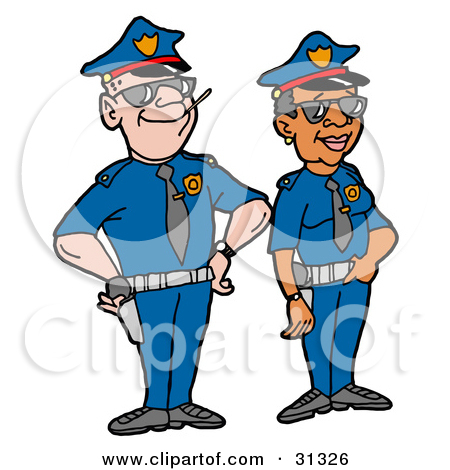 Clipart Illustration Of A Male Caucasian Police Officer Standing