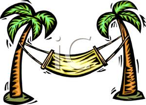 Clipart Image Of A Hammock Between Two Palm Trees