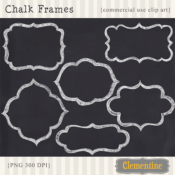 Digital Chalk Frames Hand Drawn Chalk Frames Scrapbook Clip Art