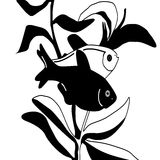 Drawing Black And White Fish Stock Photography
