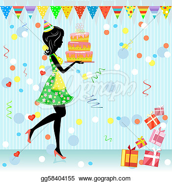 Drawing   Fun Birthday Party With Gifts  Clipart Drawing Gg58404155