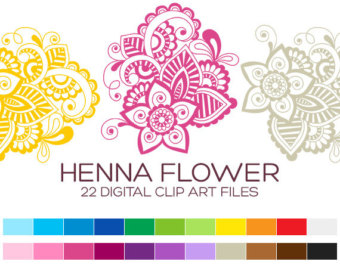 Henna Flower Clipart For Personal   Commercial Usage   22 Digital