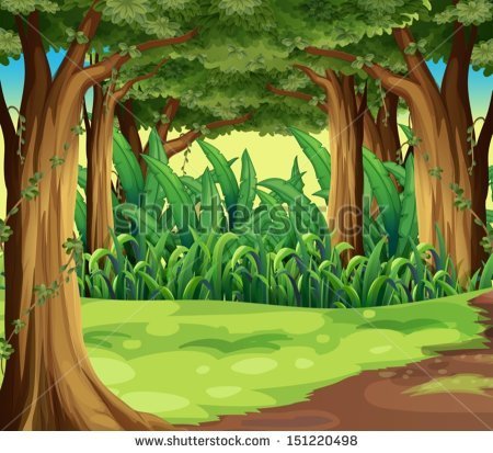 Illustration Of The Giant Trees In The Forest   Stock Vector
