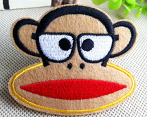 Kawaii Monkey With Glasses Iron On Patch 537 H