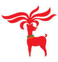 Rena De Natal Elegante Ilustrada Em Silhueta Vermelha Com Coroa De