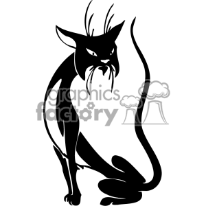 Royalty Free Black Cat Reaching For The Stars Clipart Image Picture    