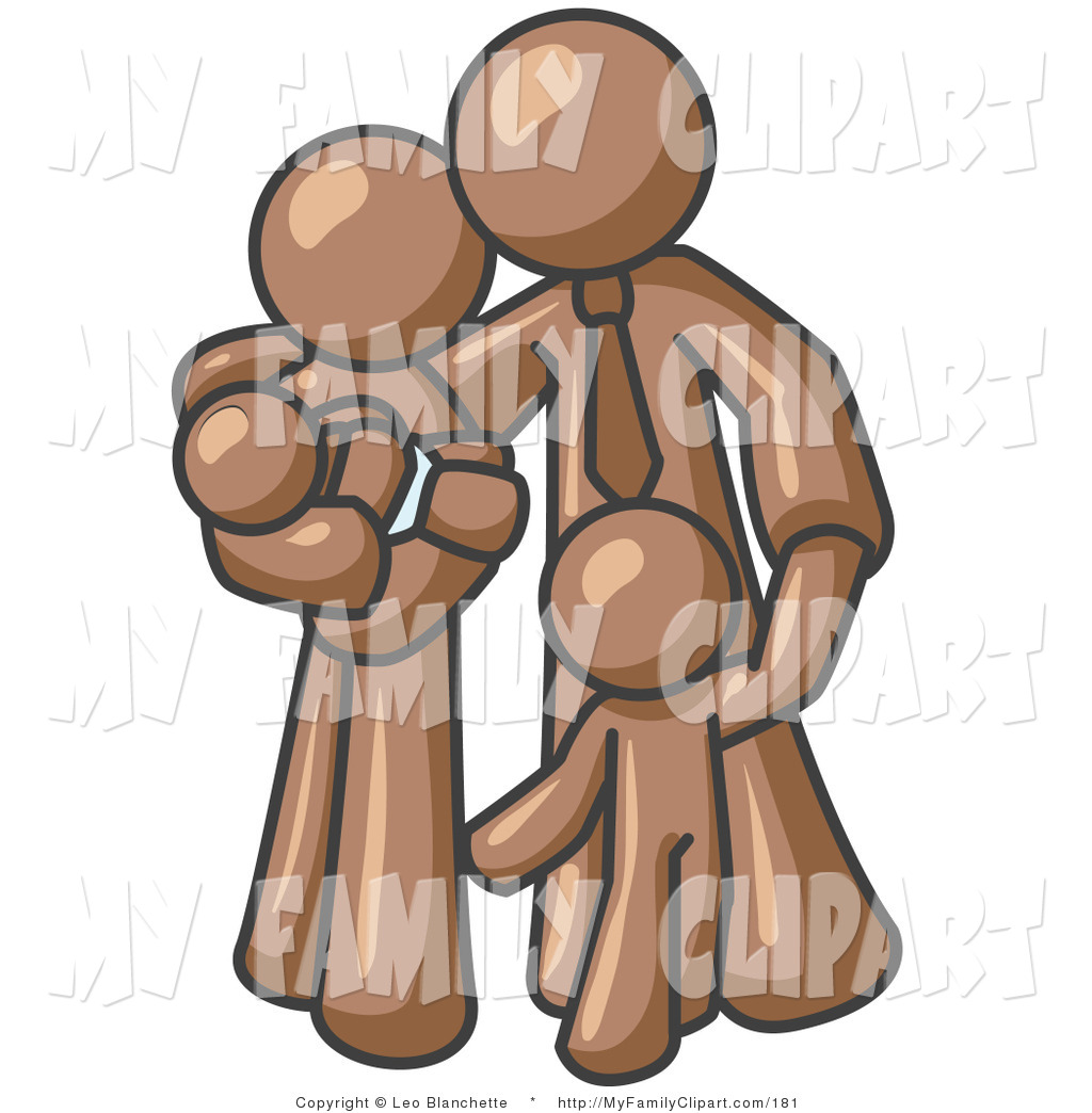 Royalty Free Family Clip Art Of A Happy Brown Family