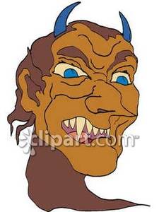 Scary Devil With Blue Eyes Royalty Free Clipart Picture