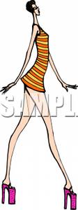 Skinny Woman Wearing A Short Dress And Platform Shoes   Royalty Free