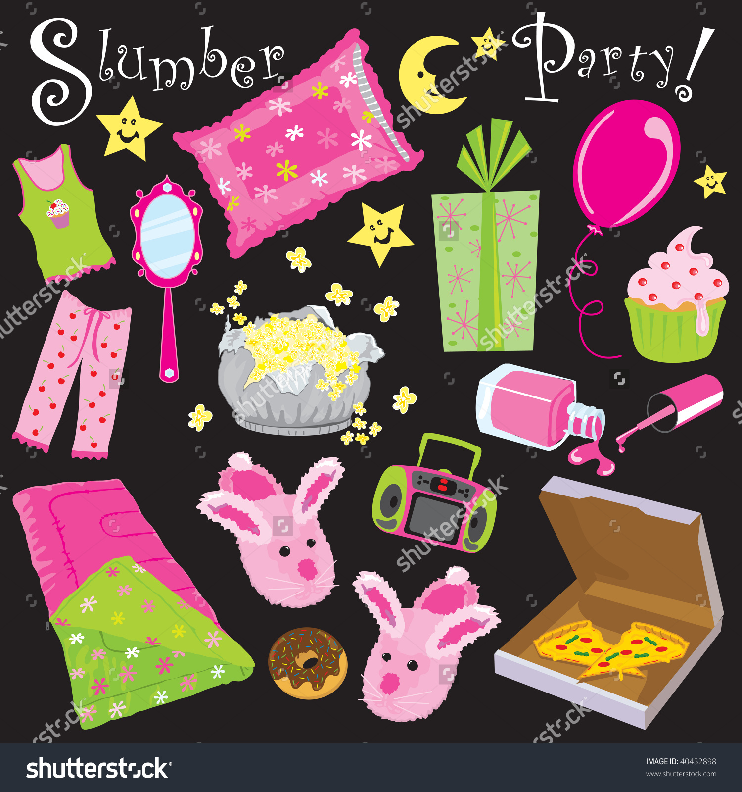 Slumber Birthday Party Invitation Clipart