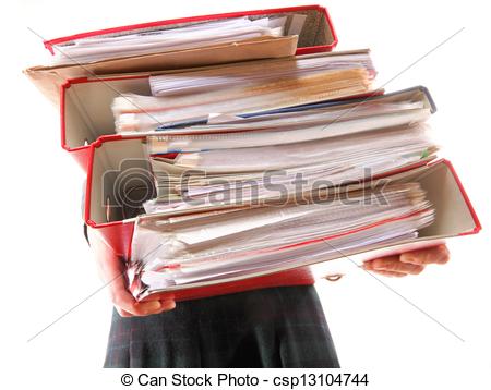 Stock Photo Of Female Office Worker Carrying A Stack Of Files   Woman    