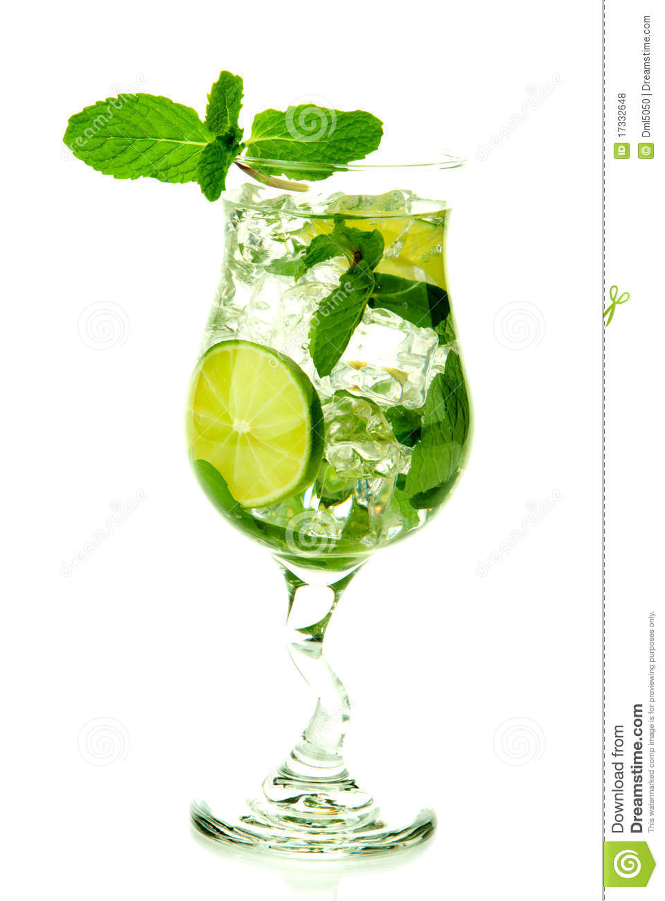 Summer Drink Without Alcohol With Lime Spring Of Mint Sprite Soda    