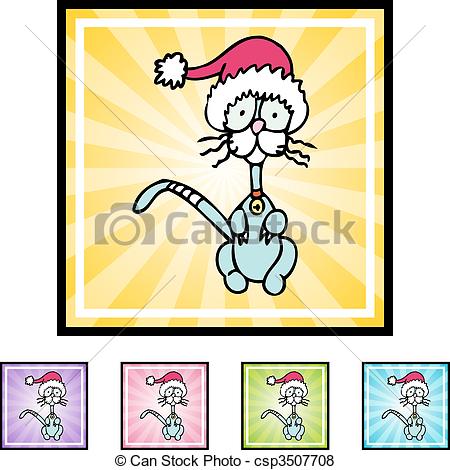 Vector   Skinny Christmas Cat   Stock Illustration Royalty Free
