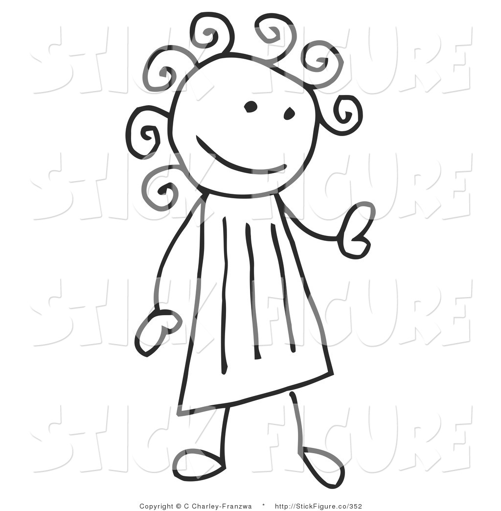 Art Of A Stick Figure Girl With Curly Hair By C Charley Franzwa    352