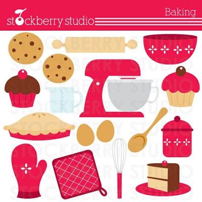 Baking Clipart Set  Mitten Mixer Whisk Bowl And More  File Formats