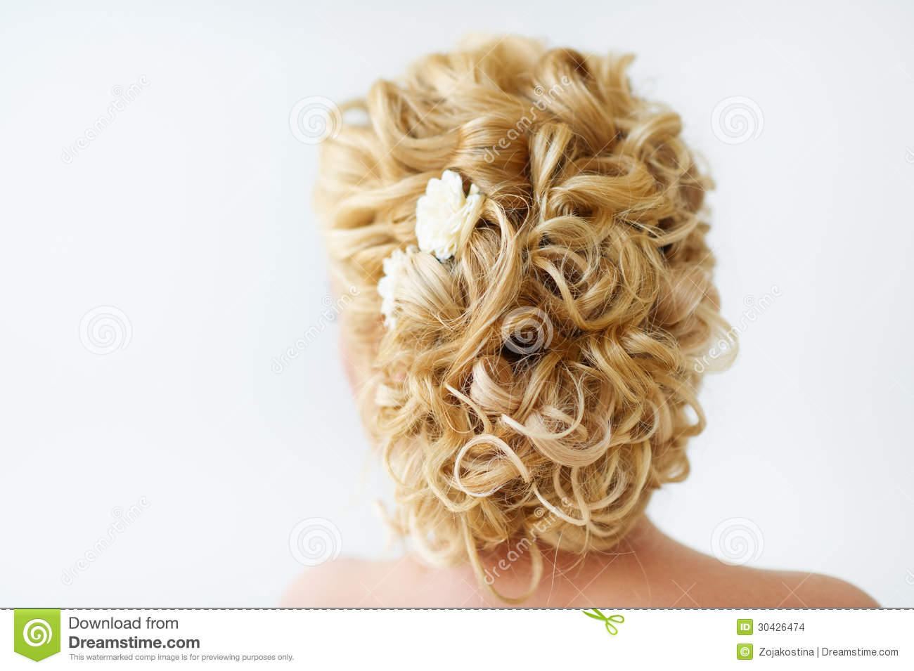 Beautiful Wedding Hairstyle On Blonde Hair With Curls Rare View