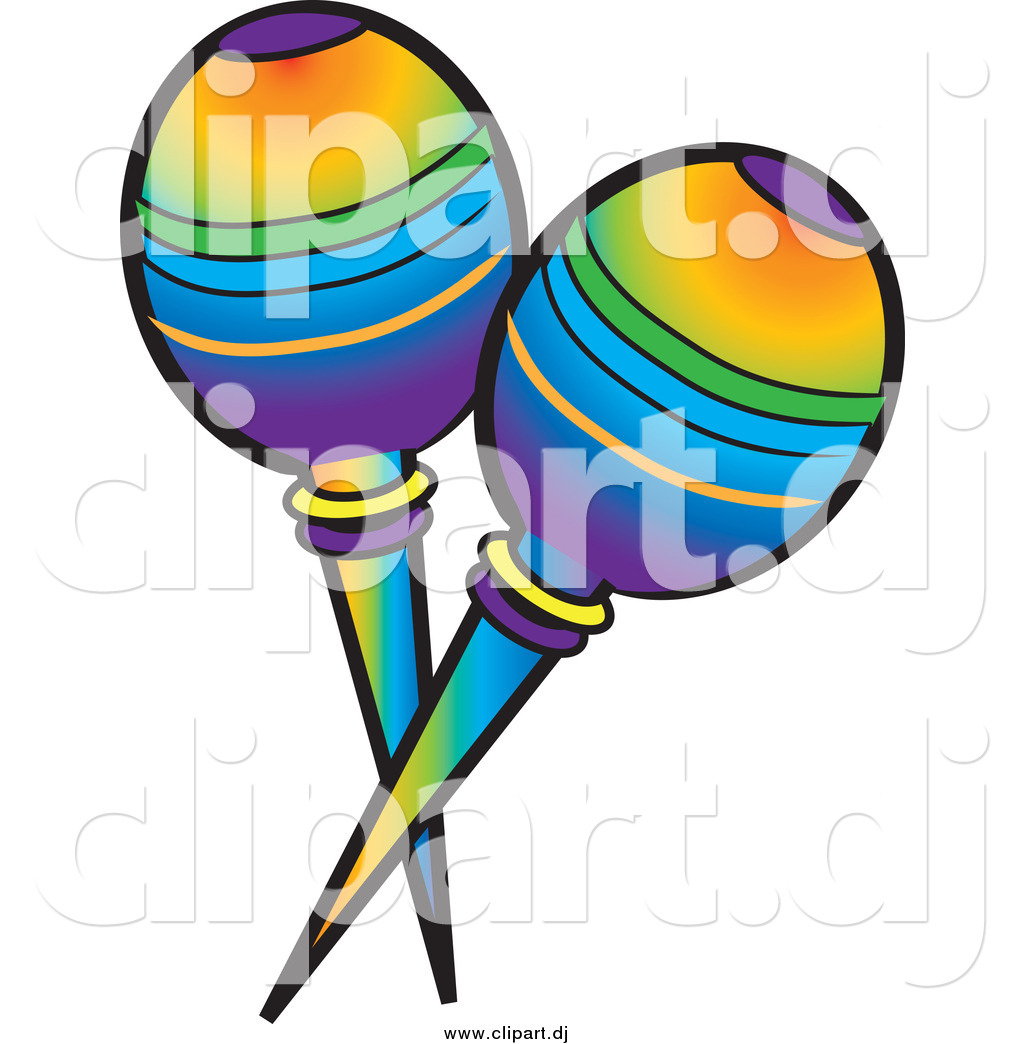 Cartoon Vector Clipart Of Colorful Mexican Maracas By Pams Clipart