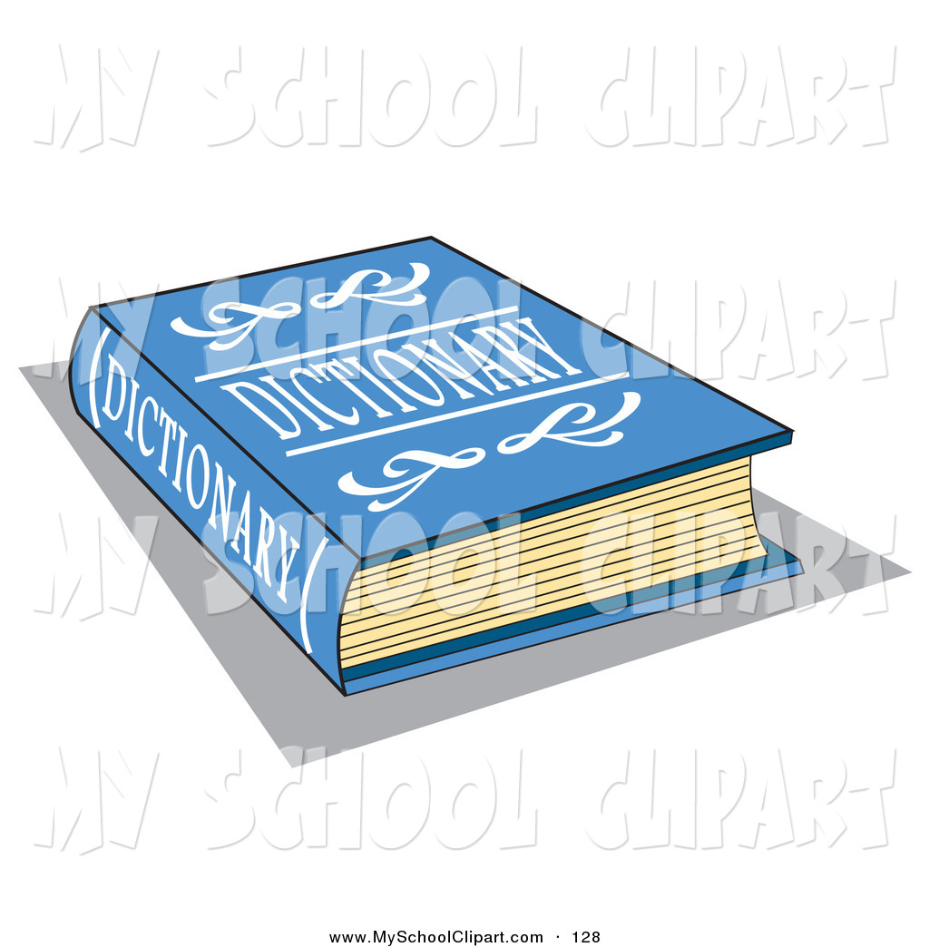 Clip Art Of A Blue Dictionary Book With White Text On The Cover On