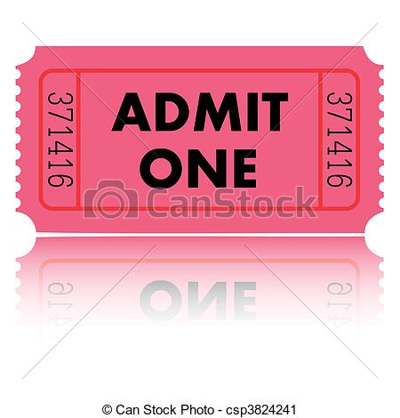 Clip Art Of Admit One Ticket   Illustration Of A Pink Admit One Ticket