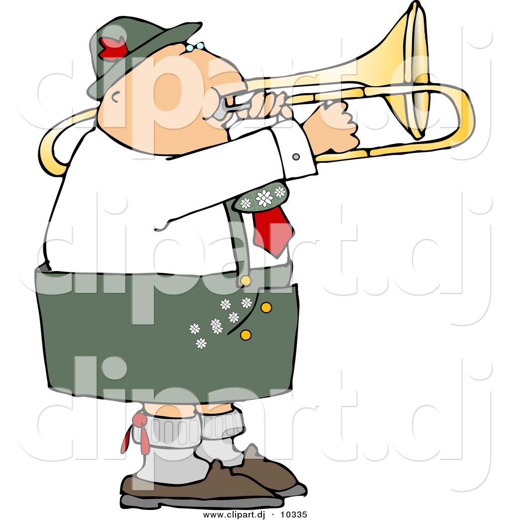 Clipart Of A Cartoon German Trombone Player By Djart    10335