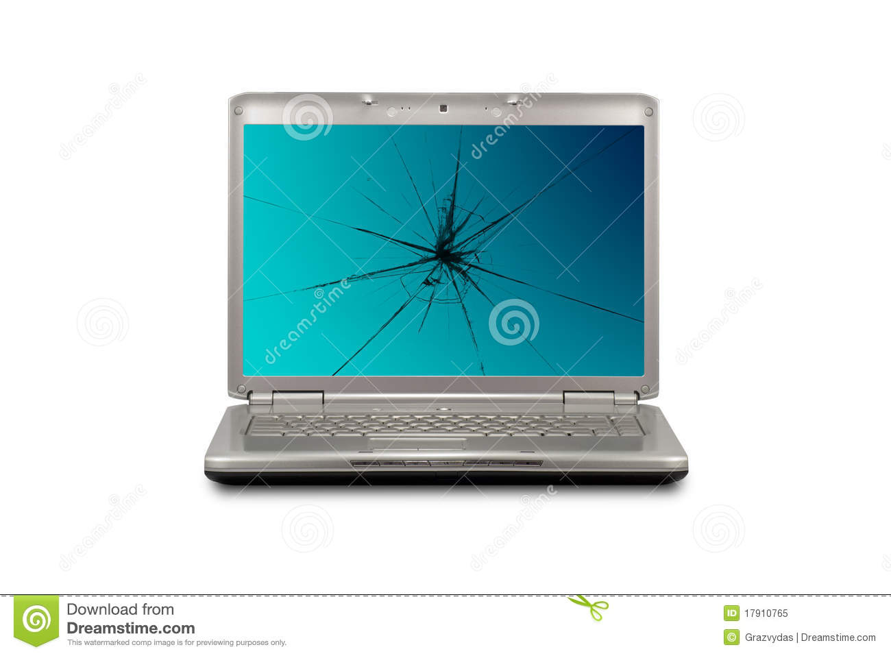 Computer With Damaged Screen Royalty Free Stock Photo   Image