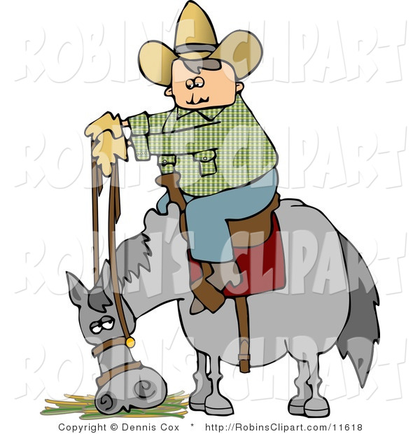 Cowboy Sitting On Horse Eating Hay Clipart By Dennis Cox 4774 Picture