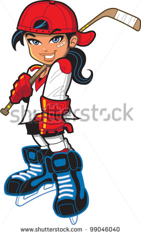 Cute Pretty Tough Confident Smiling Girl Female Hockey Player With    