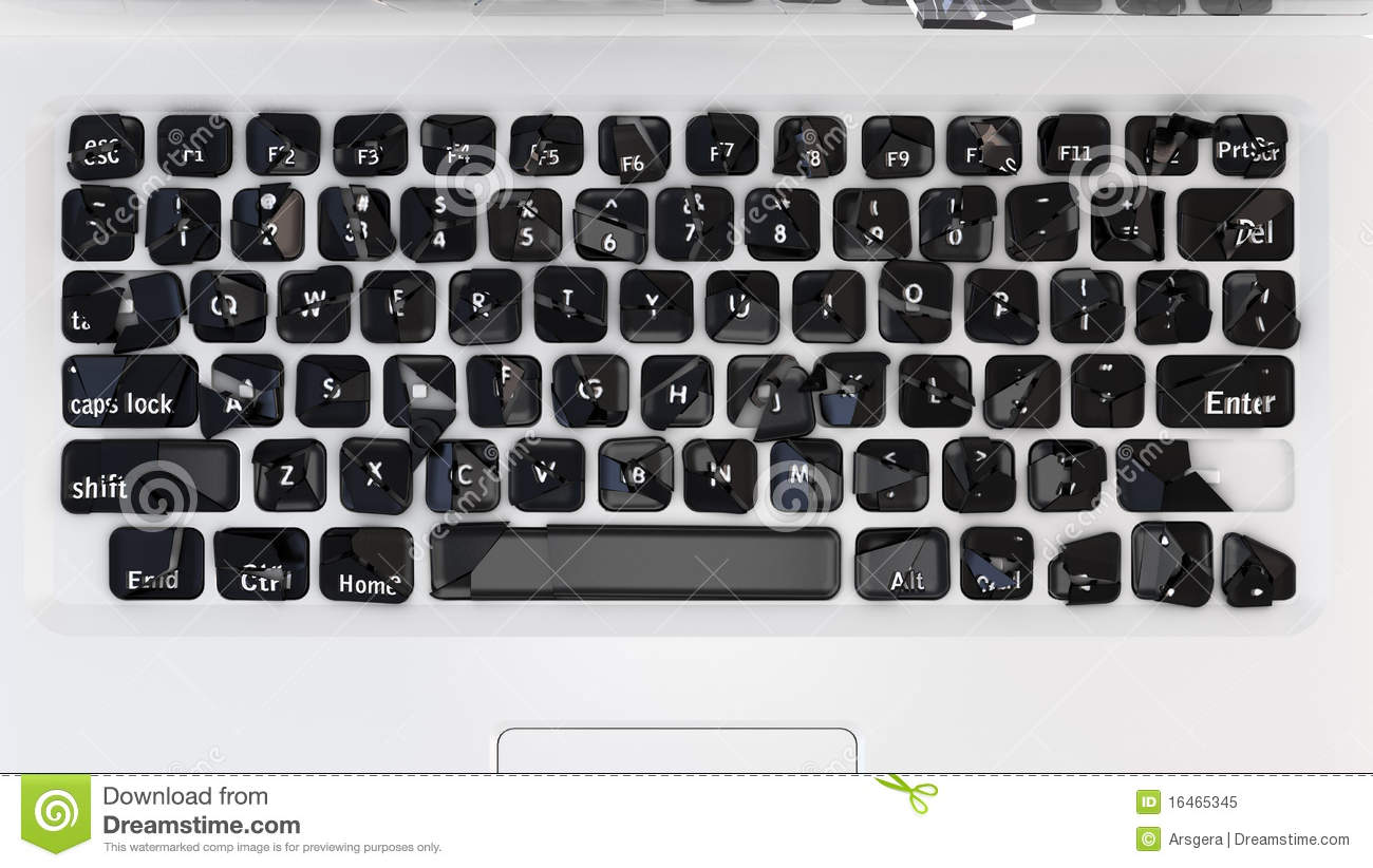 Damaged Laptop Keyboard   Hack Trojan Virus Cybercrime  Large
