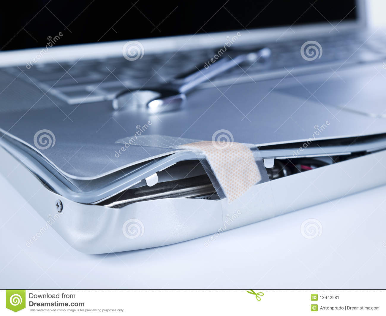 Damaged Laptop Stock Image   Image  13442981