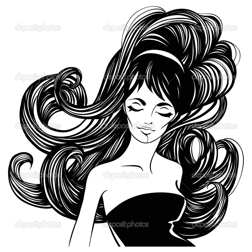 Fashion Beautiful Woman With Long Curly Hair   Stock Vector