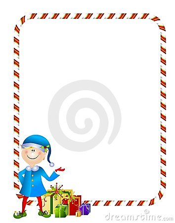 Featuring A Little Christmas Elf With Gifts And Candy Cane Border