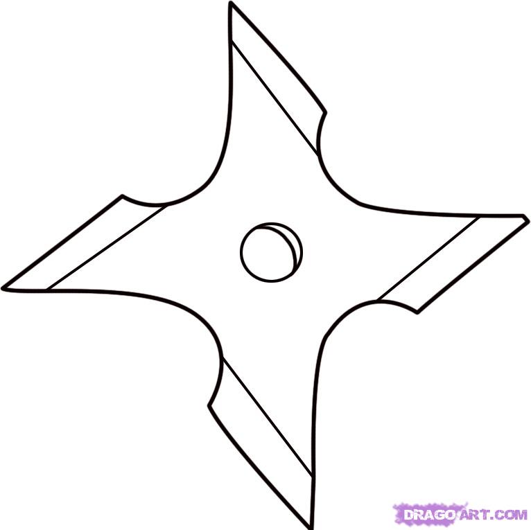 How To Draw A Ninja Star Step By Step Knives And Spears Weapons