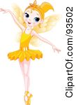 Illustration Of A Dancing Blond Ballerina Fairy Girl In A Yellow Tutu