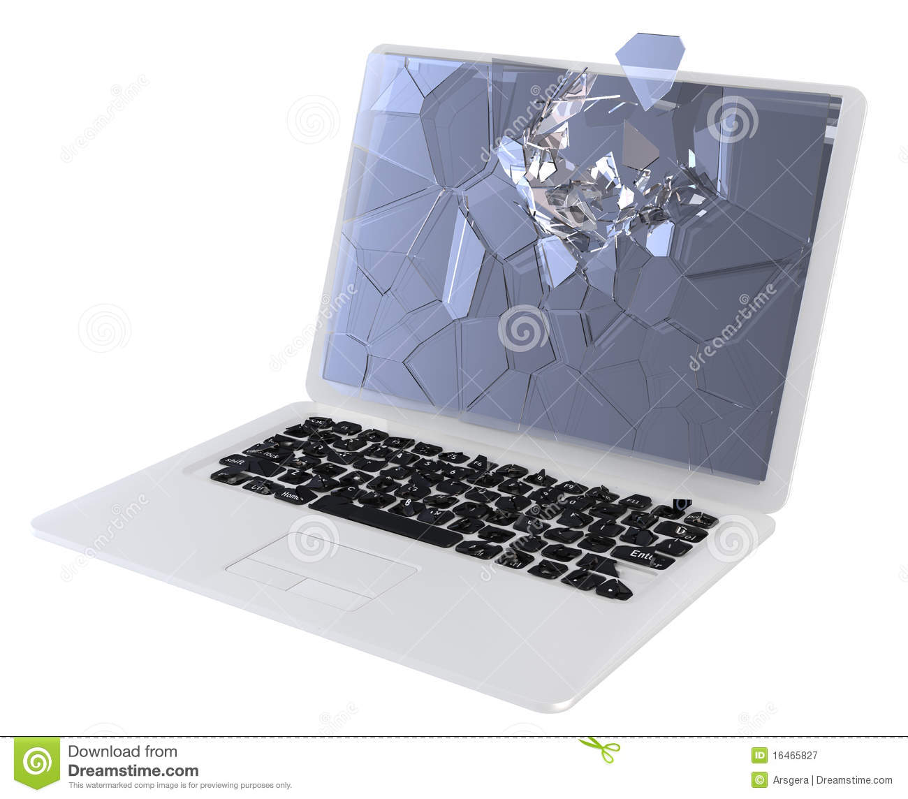 It Security Concept   Damaged Laptop Royalty Free Stock Photography    